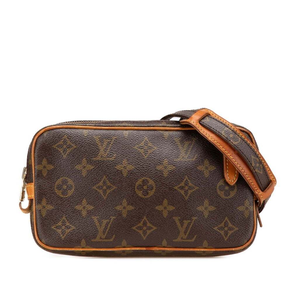 LOUIS VUITTON Authentic Brown Monogram Leather Pochette Shoulder Bag - Picture 1 of 11